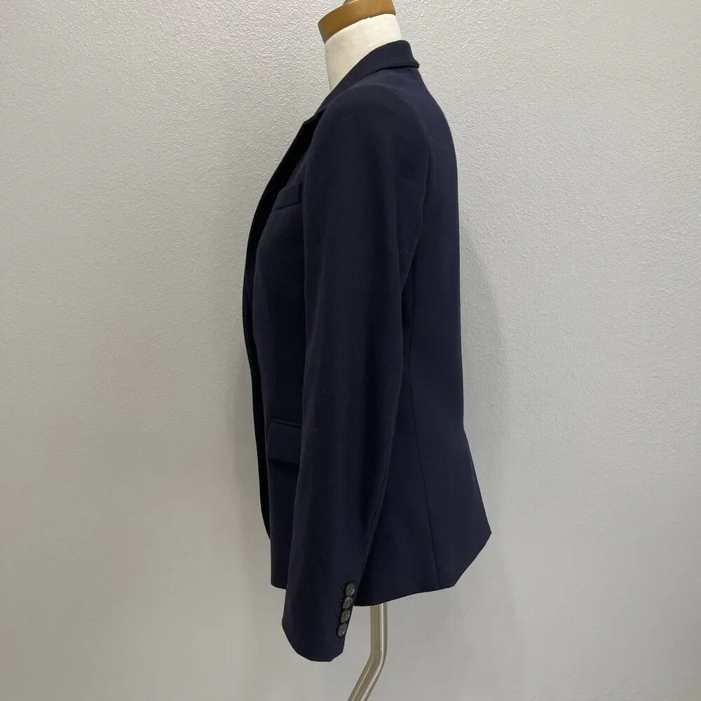J. Crew J.Crew Regent Women's Blazer Size 4 Navy Blue 98% Wool Long Sleeve